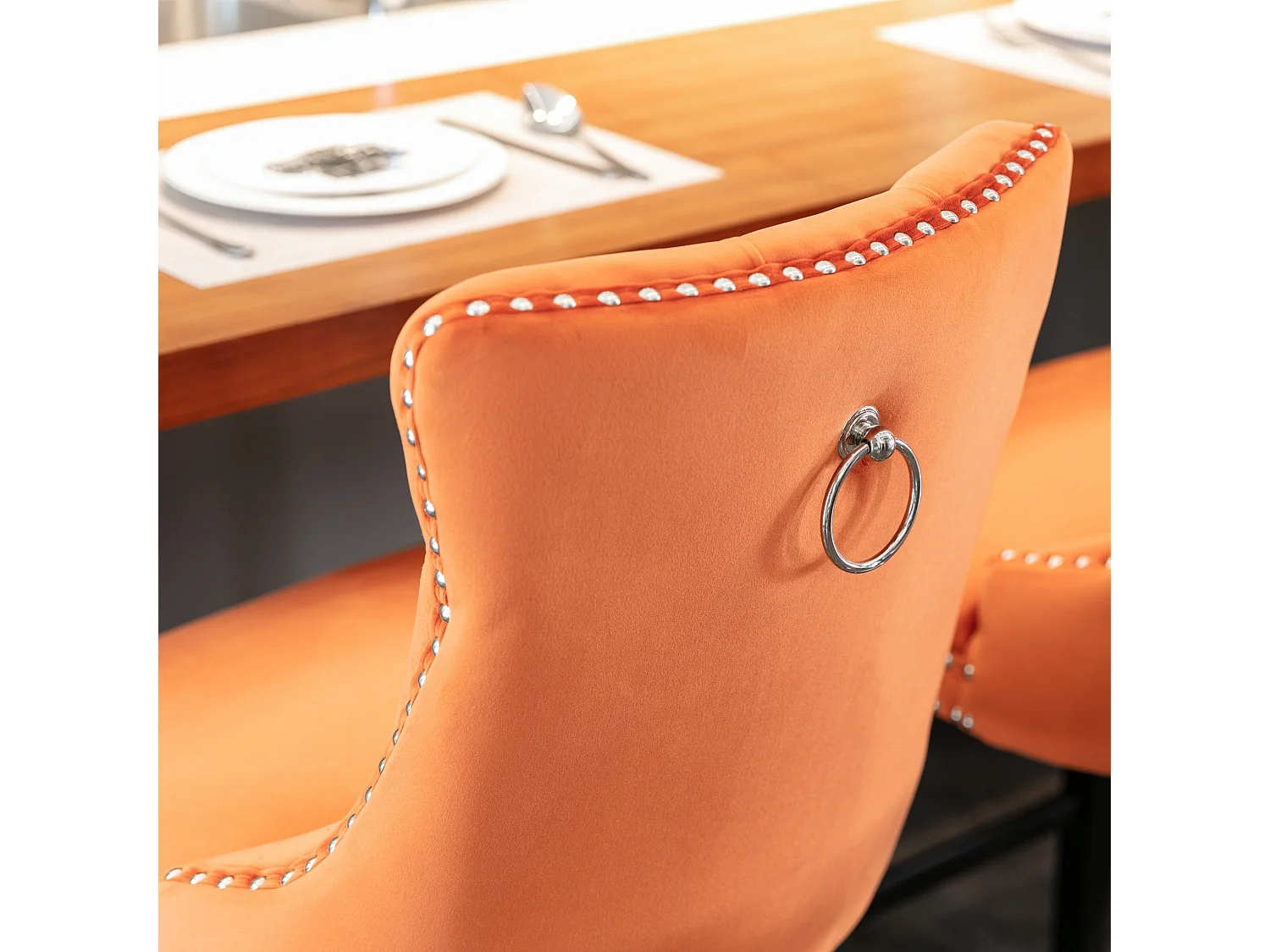 Set van 2 fluwelen barkrukken in wingback stijl met hoge rugleuning en zithoogte van 67 cm