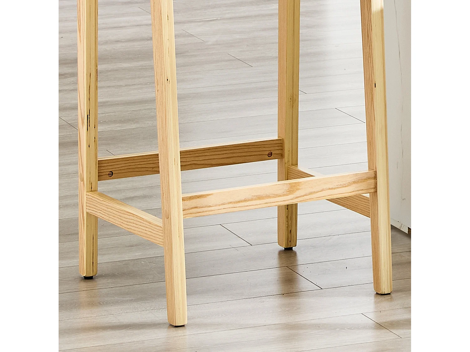 Lot de 2 tabourets de bar en papier corde avec dossier et pieds en bois 64.5 cm