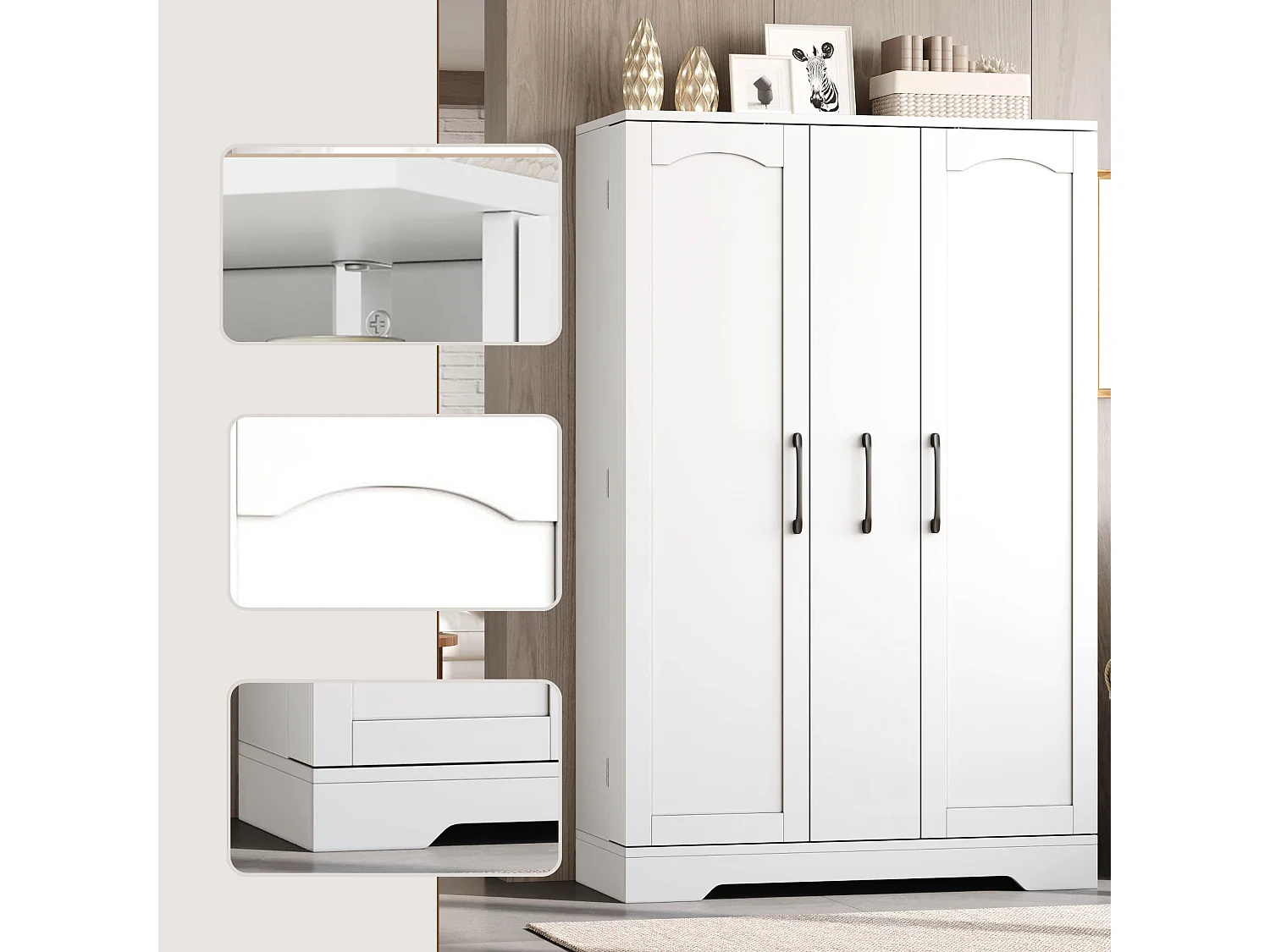 Armoire de cuisine avec rangements de porte et colonne coulissante 4 niveaux avec étagères réglables