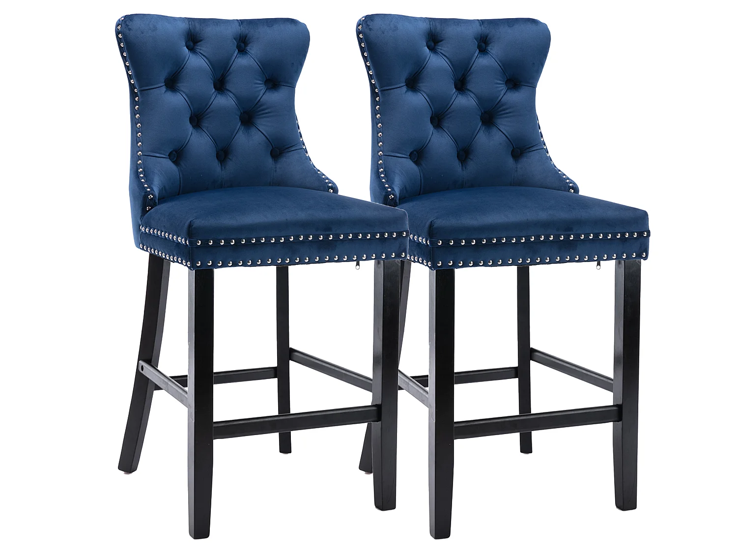 Set van 2 fluwelen barkrukken in wingback stijl met hoge rugleuning en zithoogte van 67 cm
