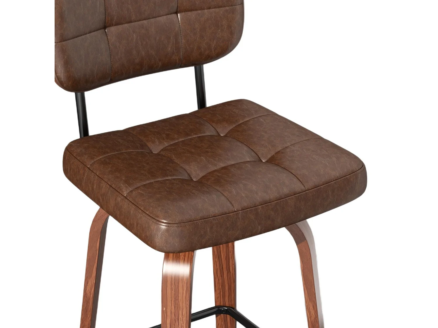 Lot de 2 tabourets de bar pivotants à 360 degrés avec assise rembourrée et repose-pied intégré pour îlots de cuisine, bars à domicile et salles à manger