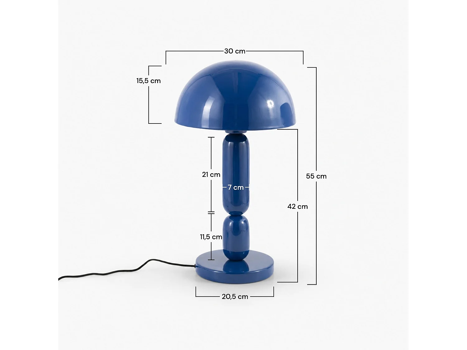Lampe en bois et métal bleu foncé - Romy