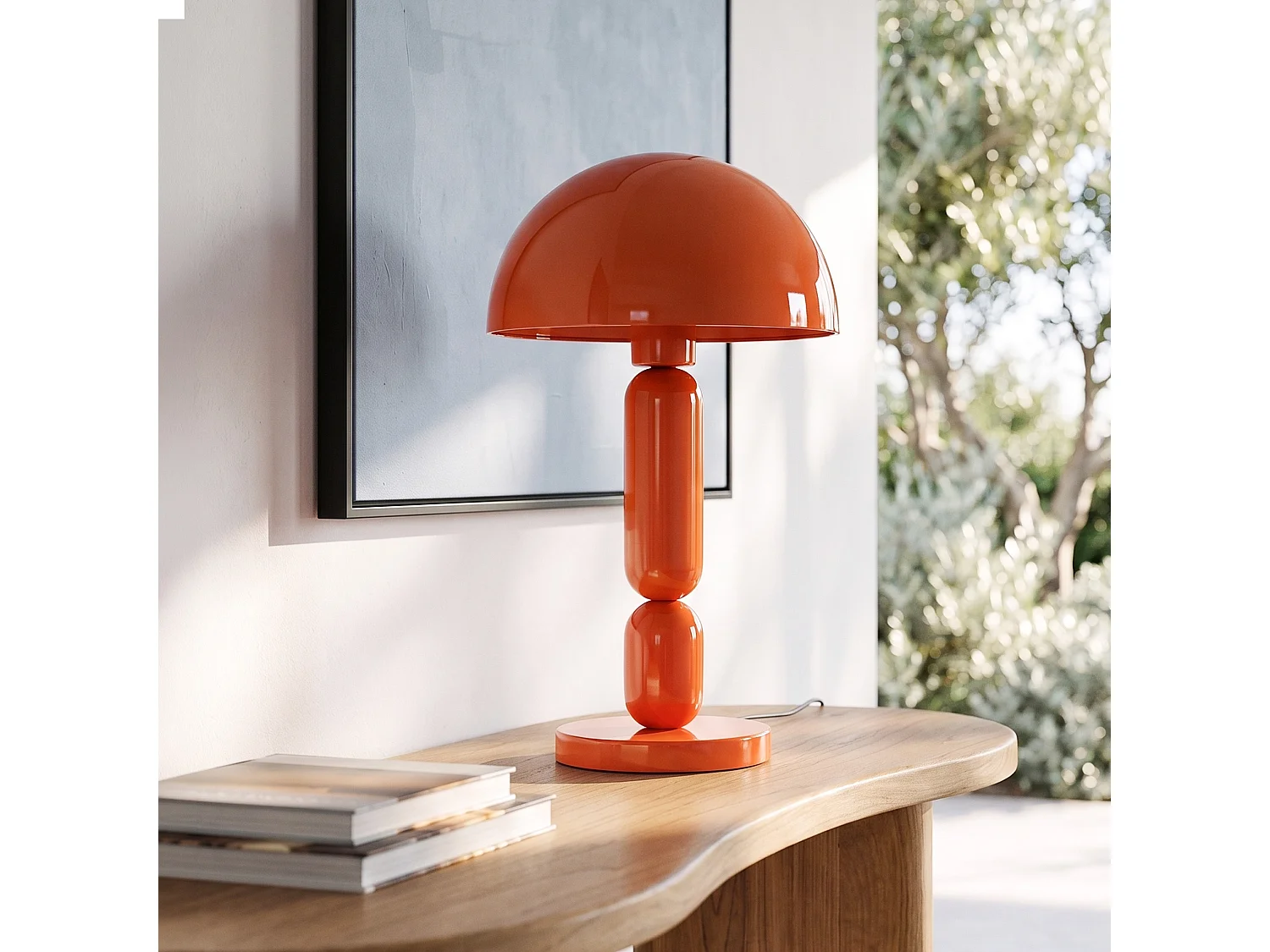 Lámpara de madera y metal naranja - Romy