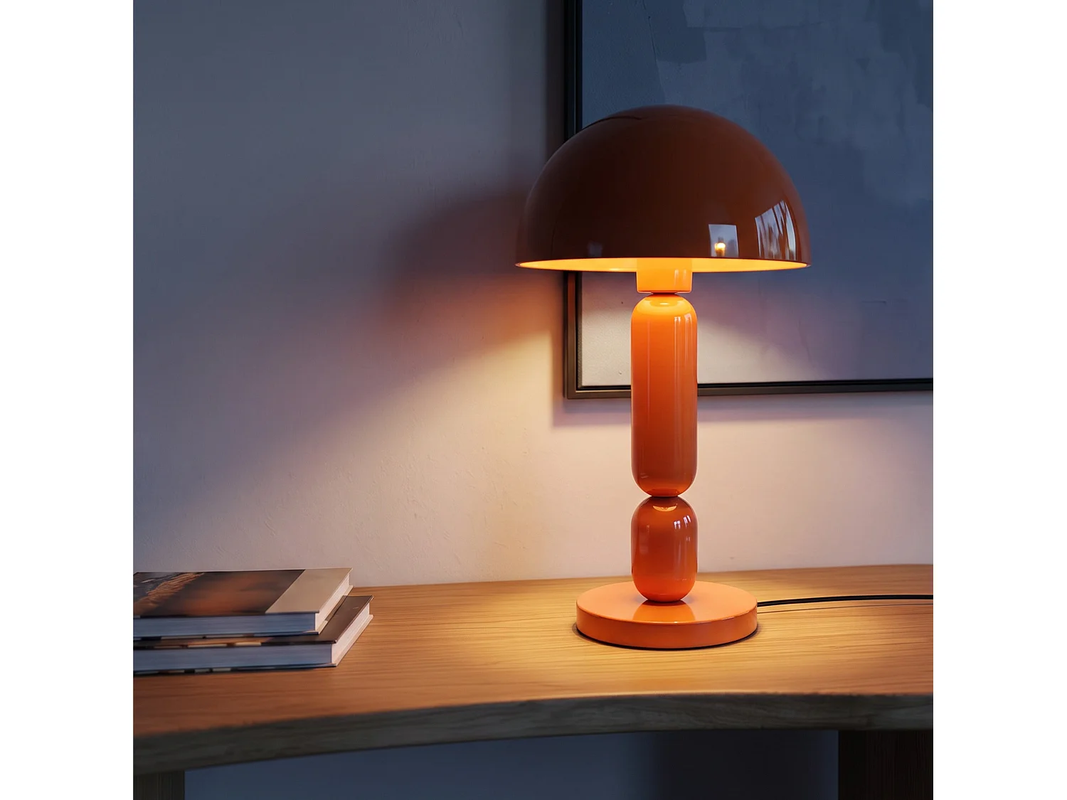 Lámpara de madera y metal naranja - Romy
