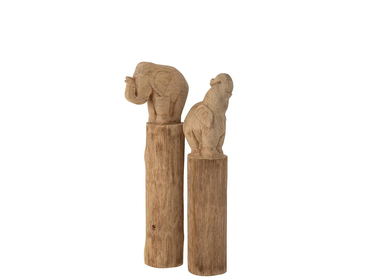 Statue Déco sur Socle "Éléphant" 52cm Naturel