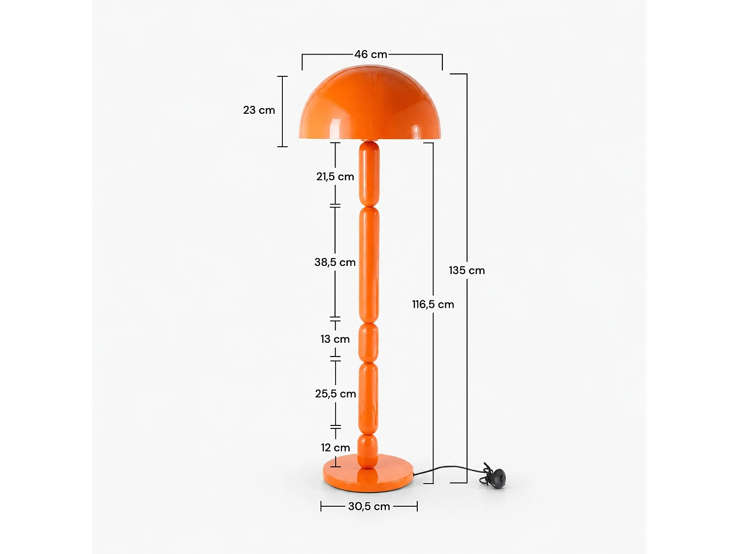 Lámpara de pie de madera y metal naranja - Romy
