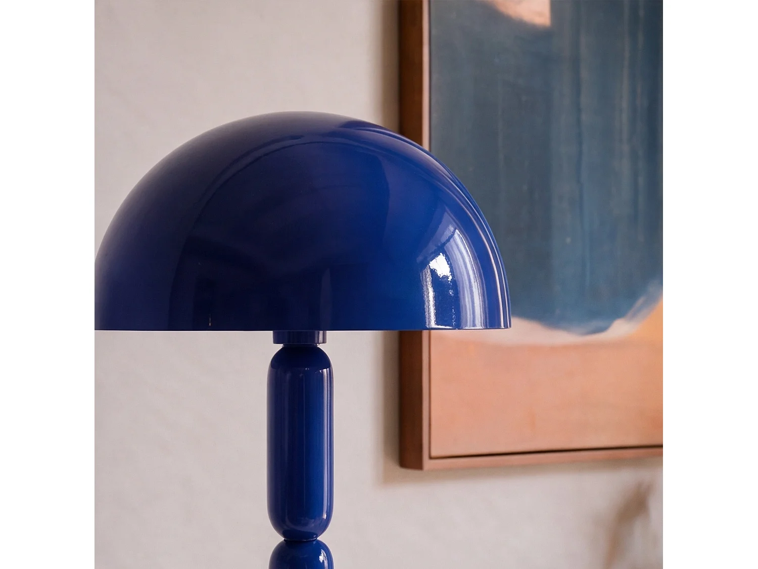 Lampadaire en bois et métal bleu foncé - Romy