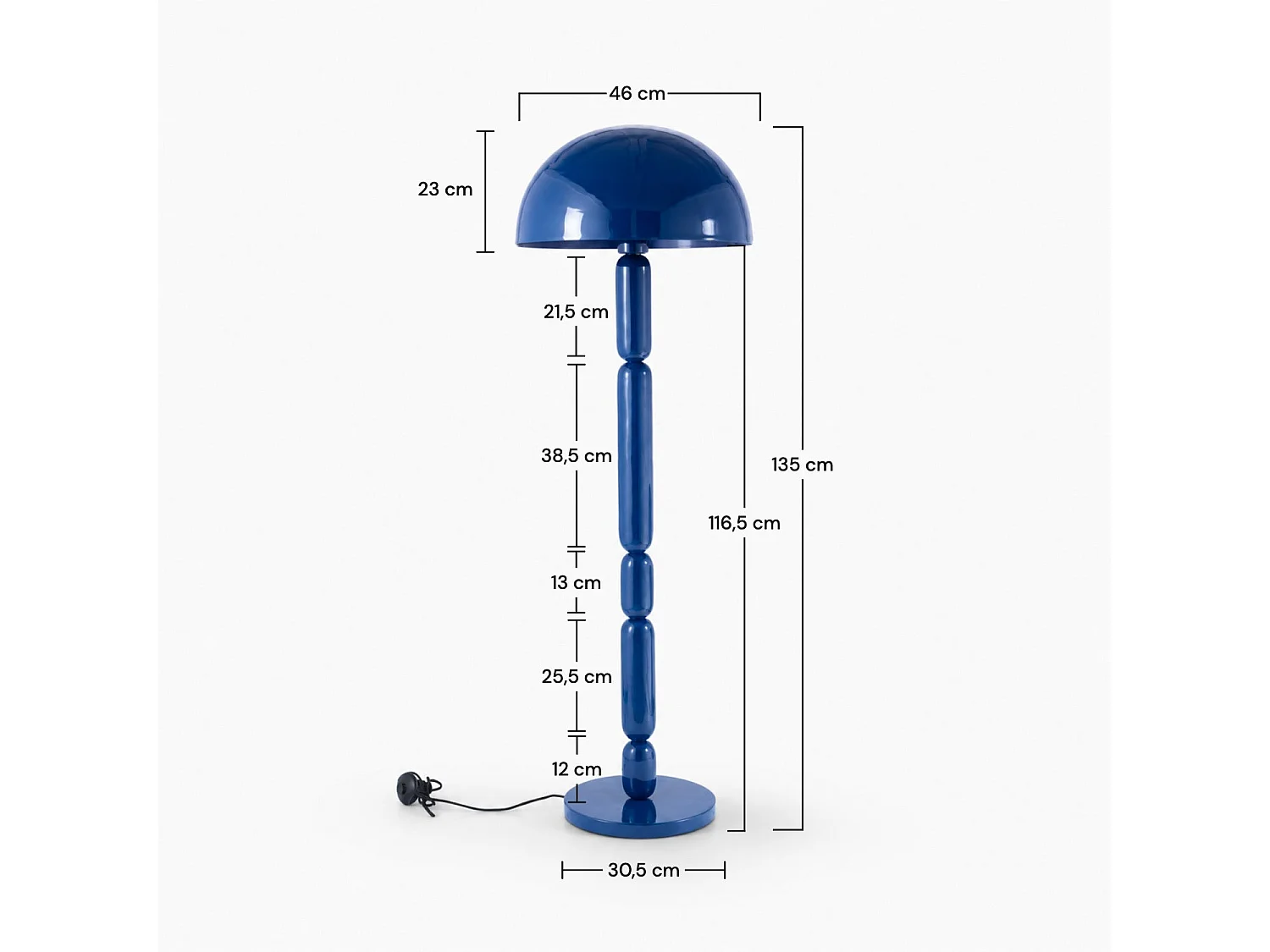Lampadaire en bois et métal bleu foncé - Romy