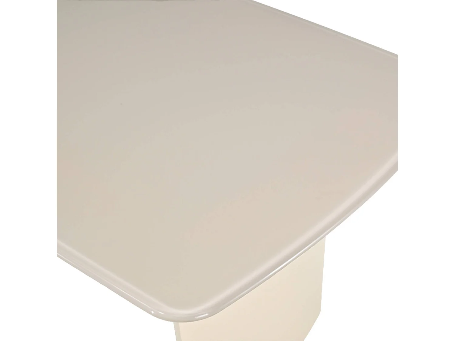 Table à manger plateau verre trempé finition sablée 8 places crème - Lior