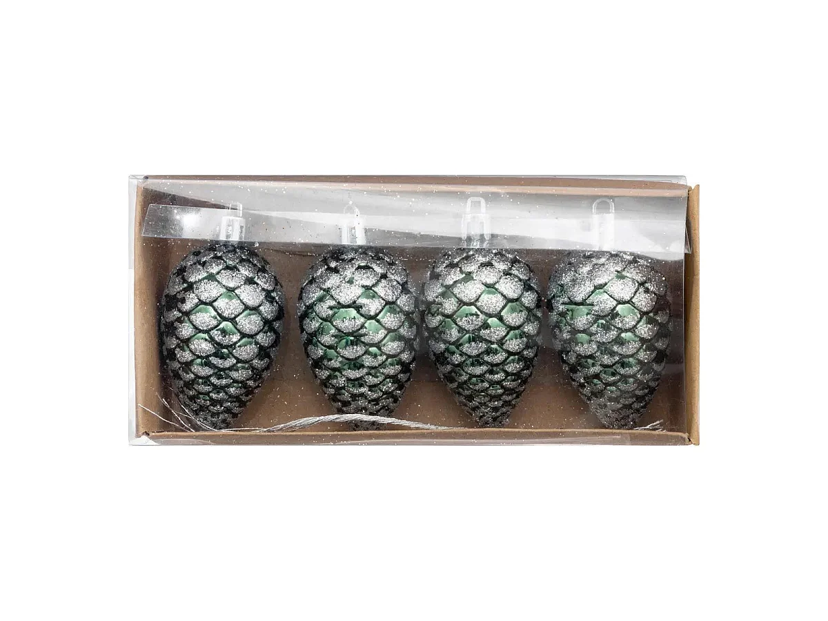 Lot de 4 Sujets de Noël "Pommes de Pin" 7cm Vert