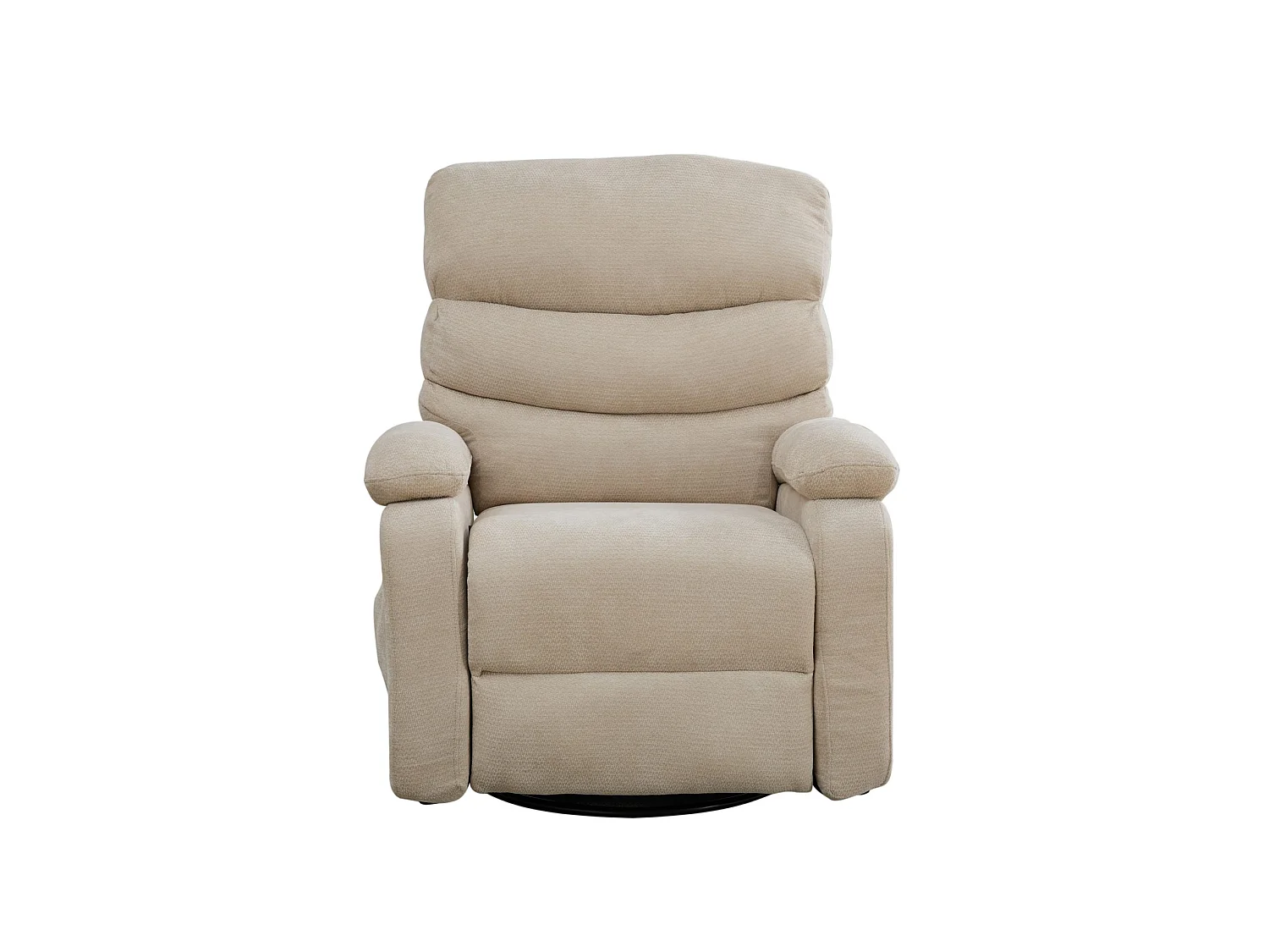 360° draaibare fauteuil in licht kaki chenille - Met massagefunctie, verwarming en voetensteun