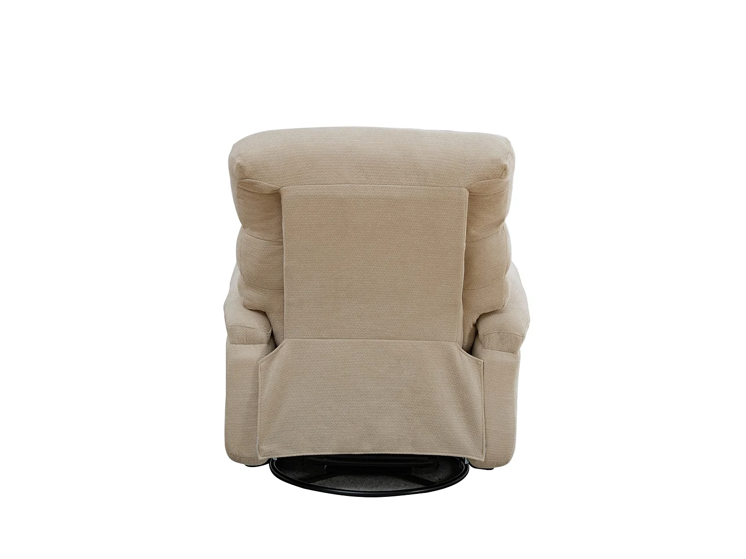 360° draaibare fauteuil in licht kaki chenille - Met massagefunctie, verwarming en voetensteun