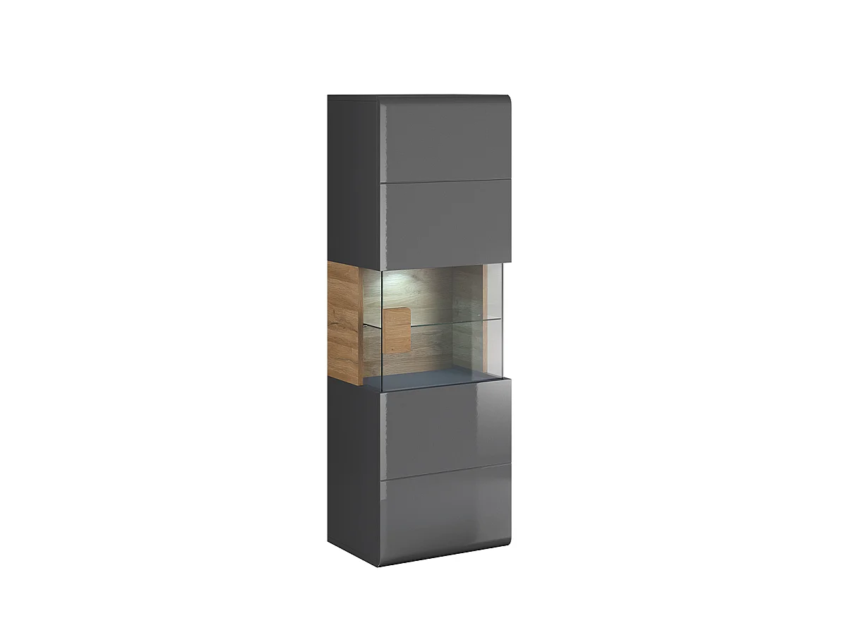 1-deurs wandvitrine met LED Jules Grijs en Hout