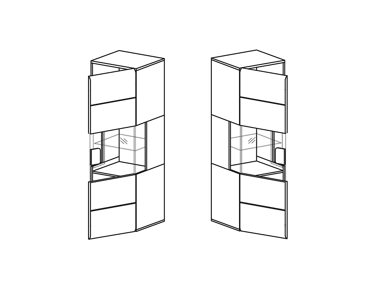 1-deurs wandvitrine met LED Jules Grijs en Hout