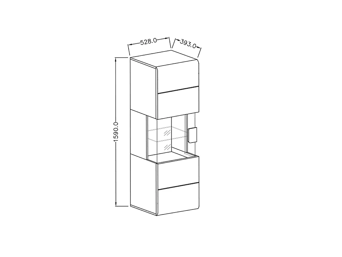1-deurs wandvitrine met LED Jules Grijs en Hout
