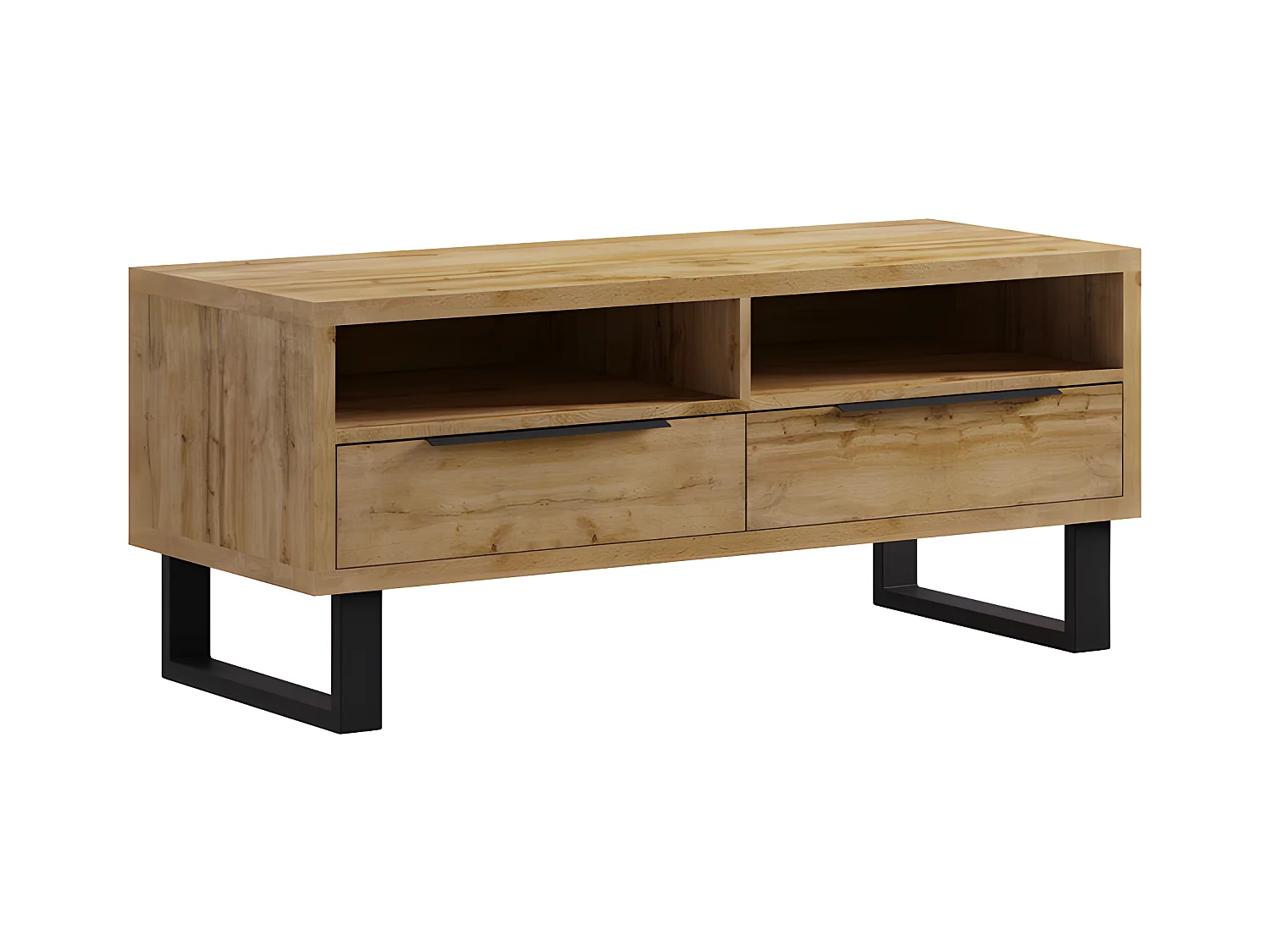 Meuble TV 2 tiroirs 124 cm Eden Bois et Metal