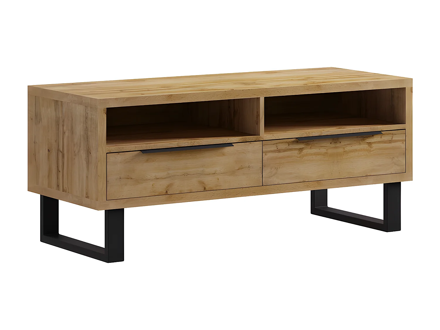 Meuble TV 2 tiroirs 124 cm Eden Bois et Metal