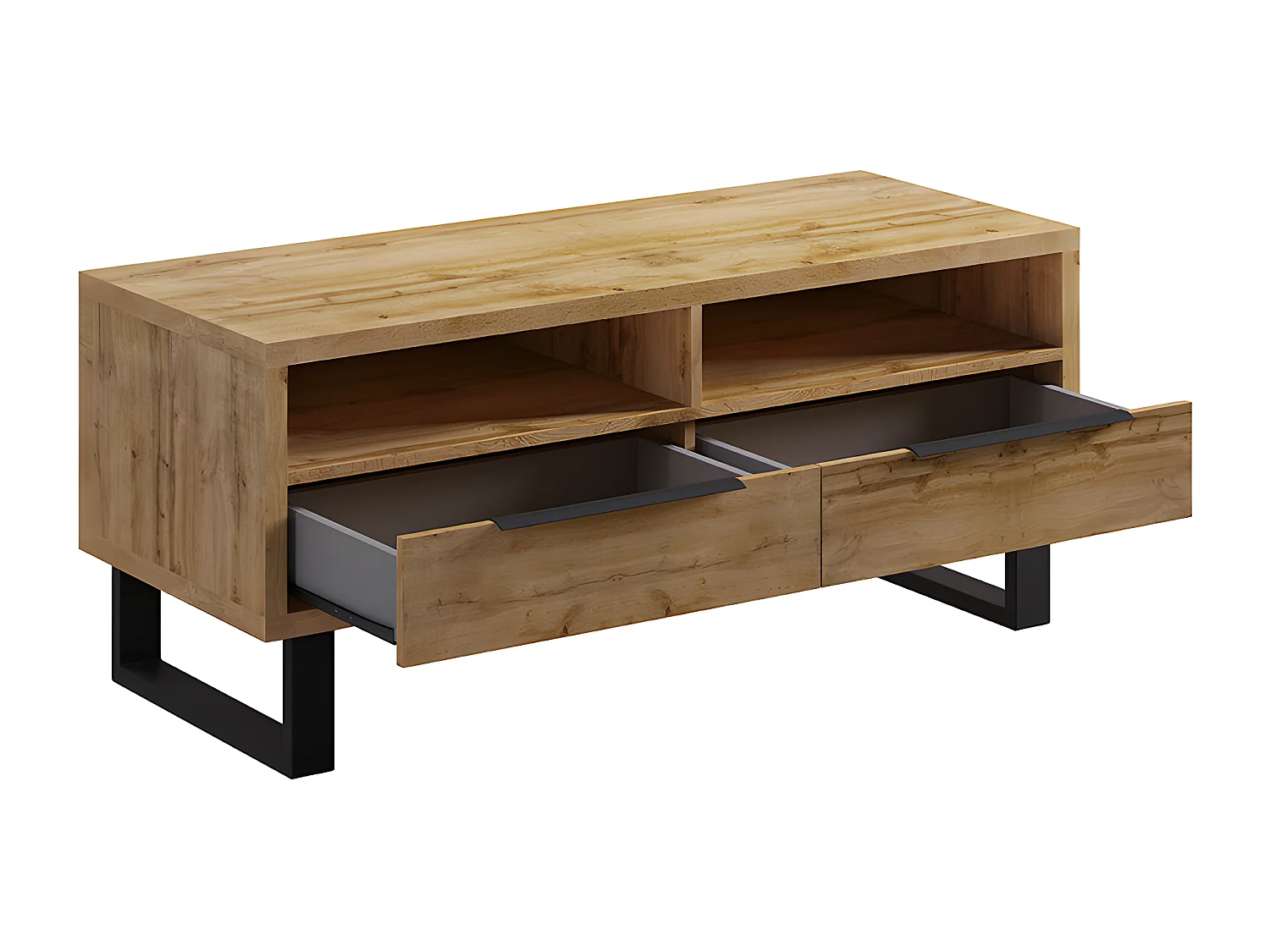 Meuble TV 2 tiroirs 124 cm Eden Bois et Metal