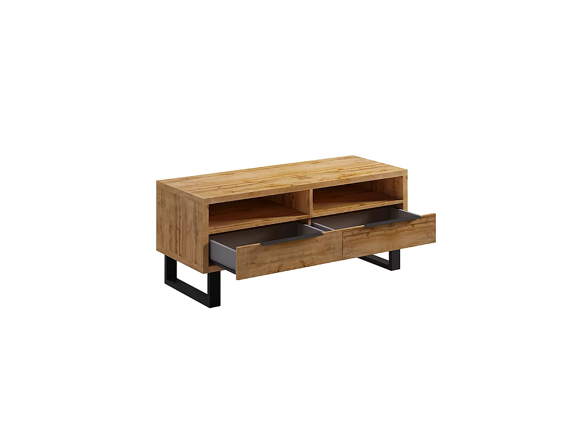 Meuble TV 2 tiroirs 124 cm Eden Bois et Metal