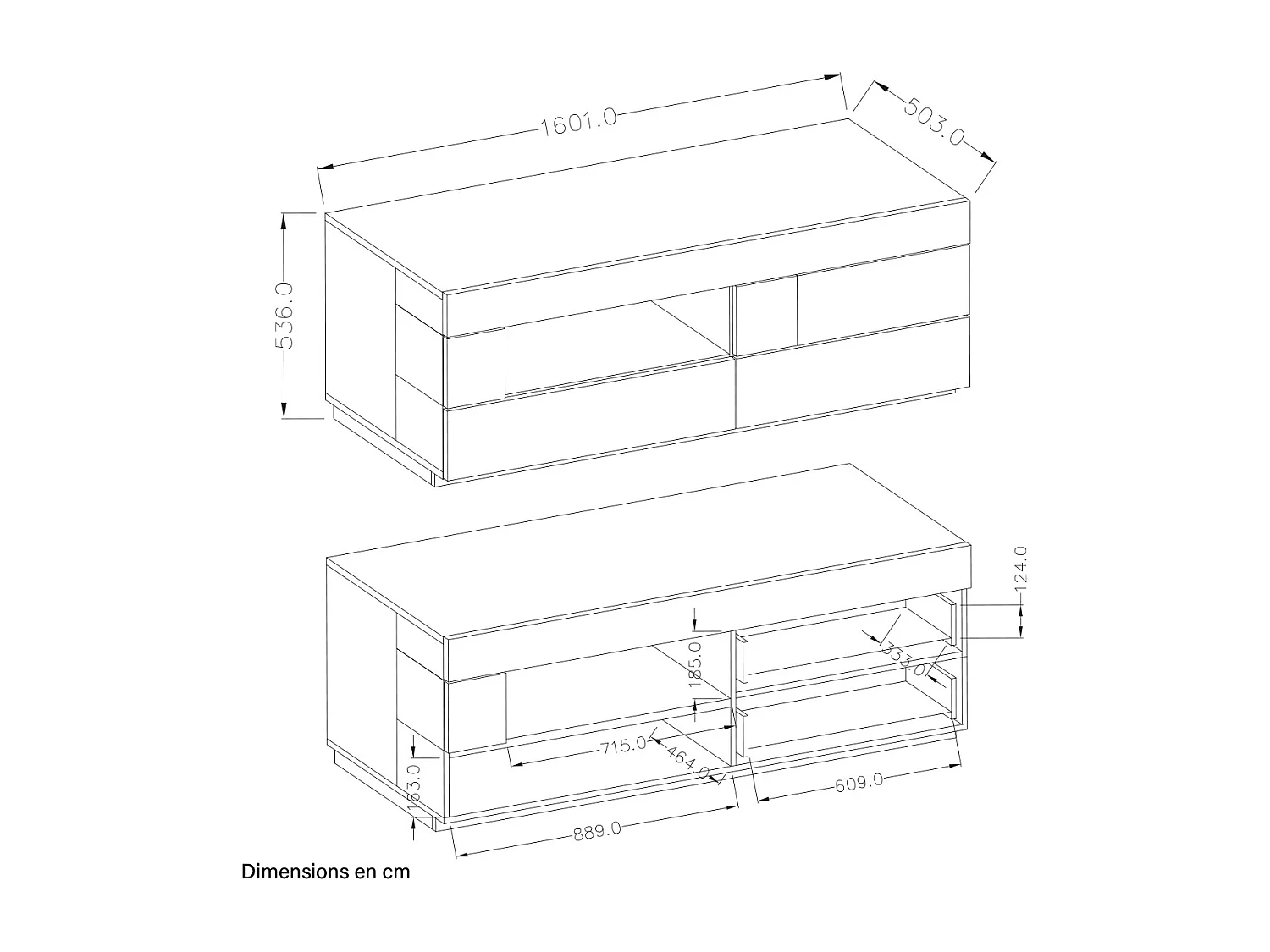 Meuble TV 1 porte 2 tiroirs 160 cm Andrea Blanc et Bois