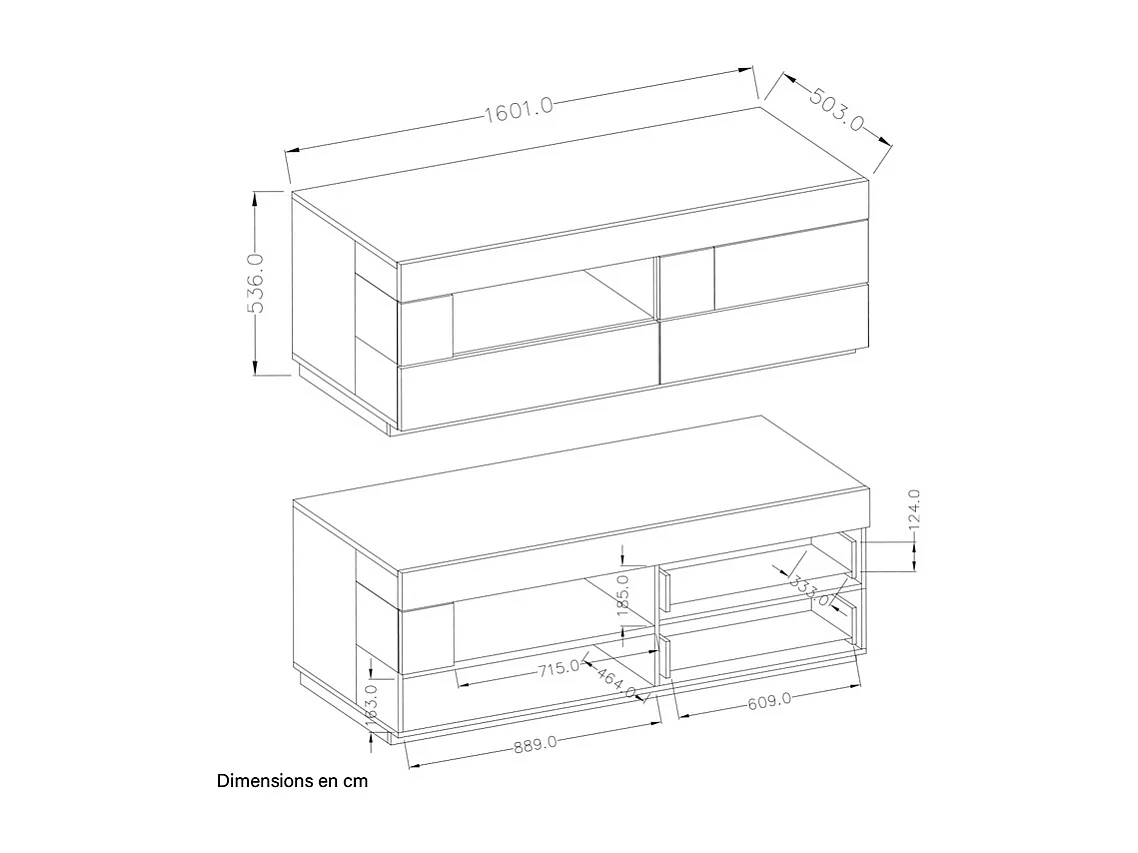 Mobile TV 1 anta 2 cassetti Andrea grigio antracite e marrone 160cm