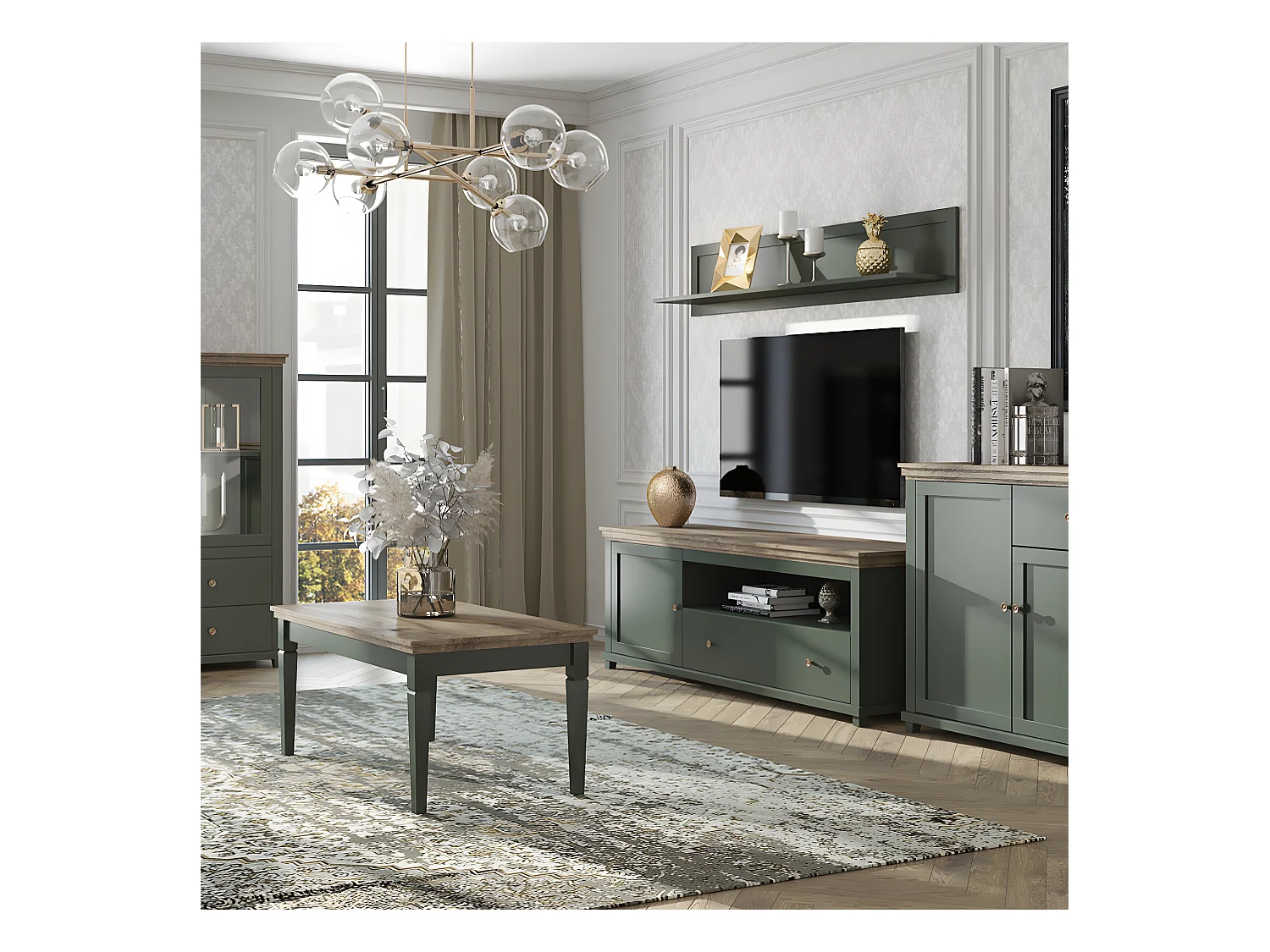 Mobile TV 1 anta 1 cassetto Martin verde e marrone 181cm