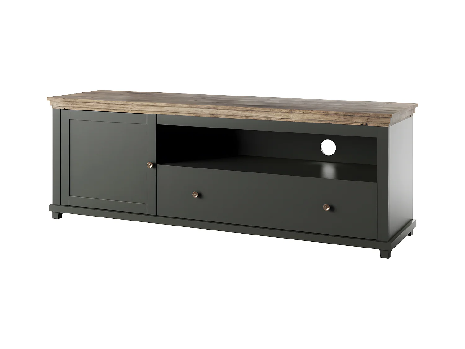 Meuble TV 1 porte 1 tiroir 181 cm Martin Vert et Bois