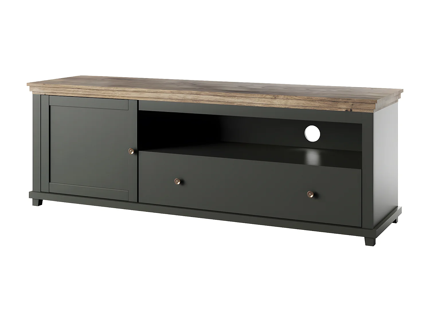 Meuble TV 1 porte 1 tiroir 181 cm Martin Vert et Bois