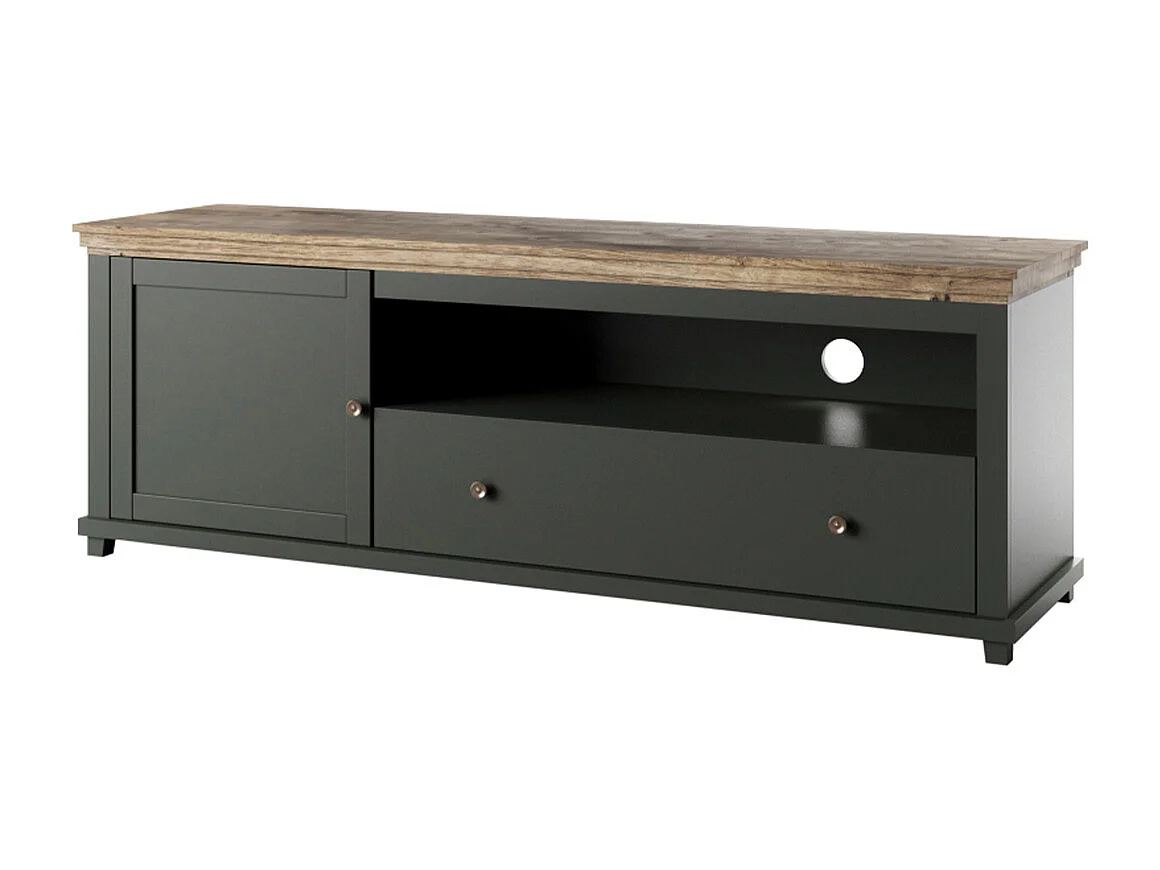 Meuble TV 1 porte 1 tiroir 181 cm Martin Vert et Bois