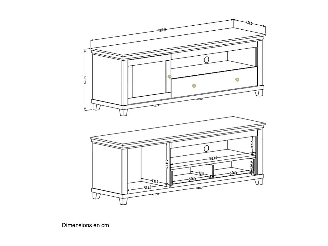 Meuble TV 1 porte 1 tiroir 181 cm Martin Vert et Bois