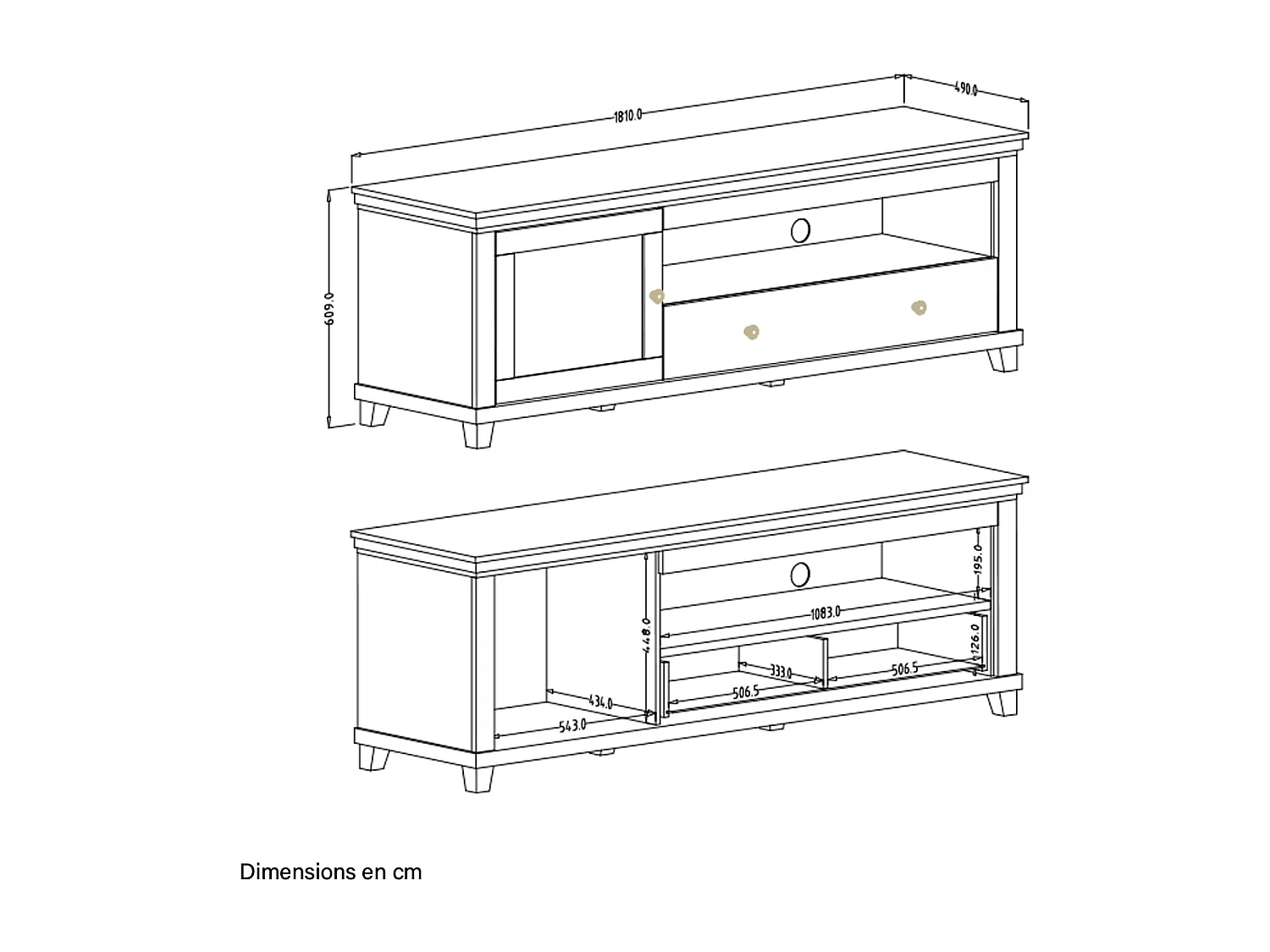 TV stand 1 door 1 drawer 181 cm Martin Green and Wood