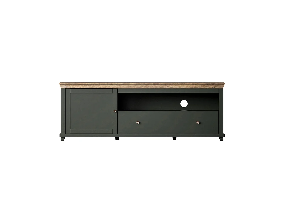 Meuble TV 1 porte 1 tiroir 181 cm Martin Vert et Bois