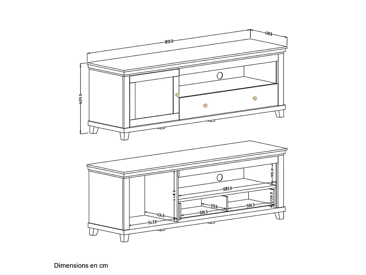 Meuble TV 1 porte 1 tiroir 181 cm Martin Vert et Bois