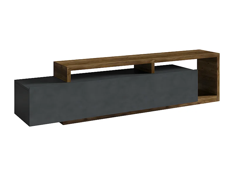 Mueble TV 1 cajón 219 cm Ilyes Gris y Madera
