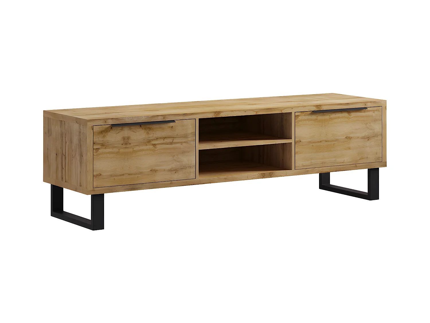 Meuble TV 2 tiroirs 180 cm Eden Bois et Metal