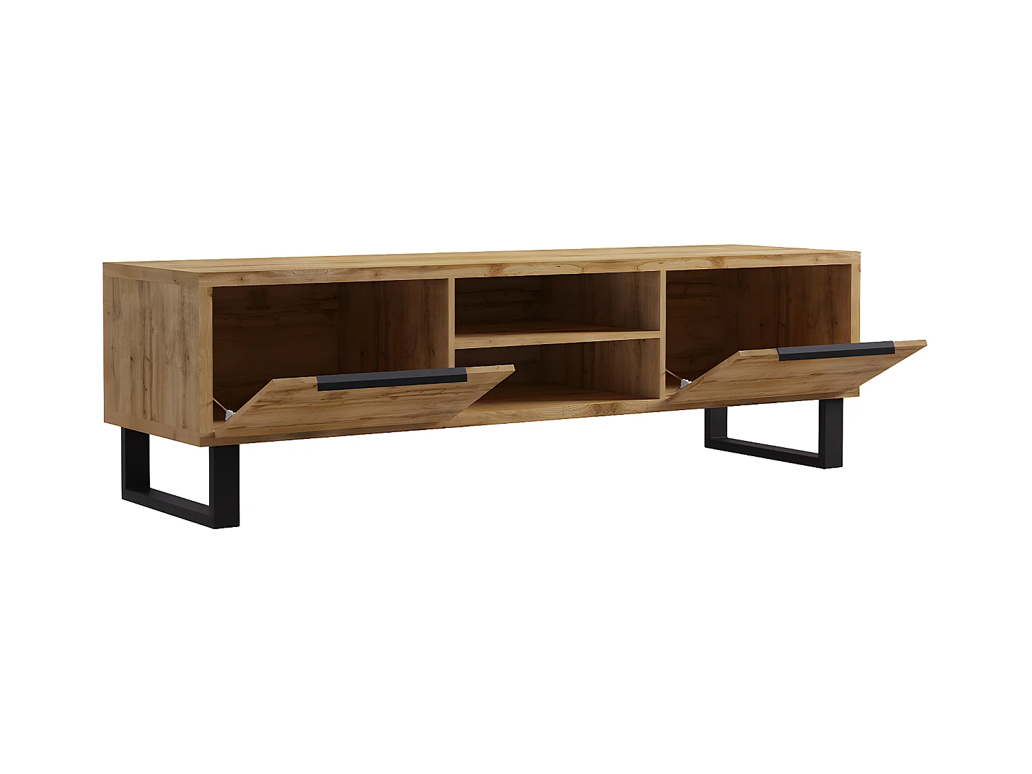 Meuble TV 2 tiroirs 180 cm Eden Bois et Metal