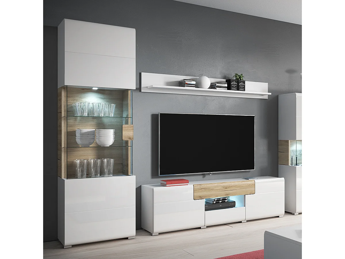 Tv-meubel Jules Wit en Hout 2-deurs 2-lades 159 cm