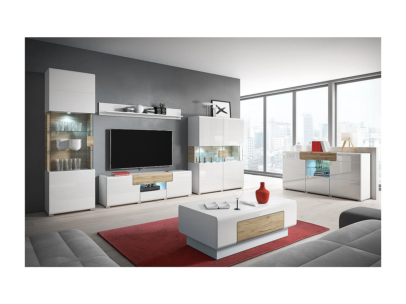 Tv-meubel Jules Wit en Hout 2-deurs 2-lades 159 cm