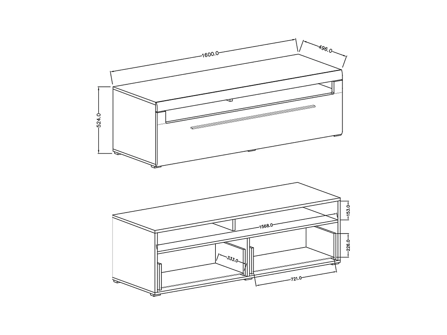 Szafka RTV TULSA 2S 160 biała połysk