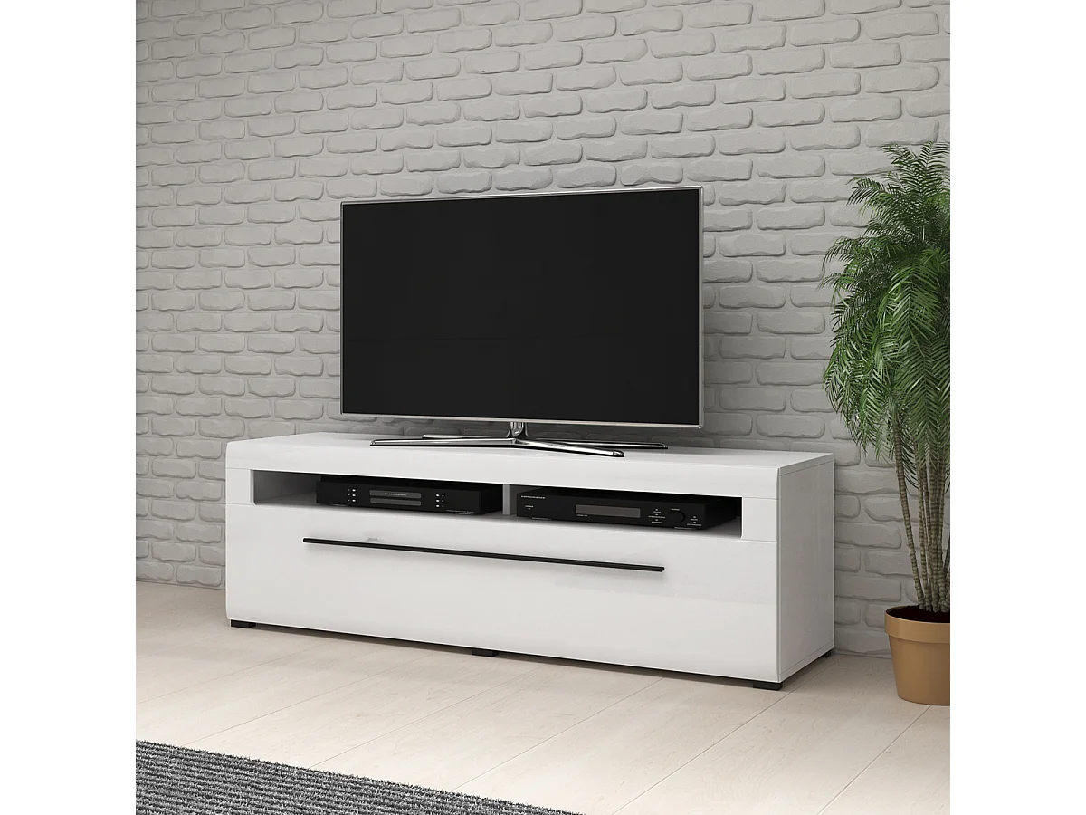 Meuble TV 1 tiroir 160 cm Louis Blanc