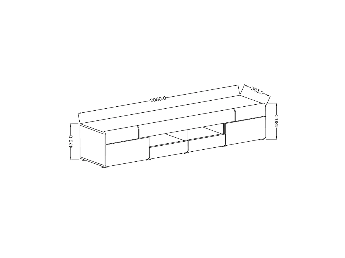 Mobile TV 2 ante 2 cassetti Jules grigio e marrone 208cm