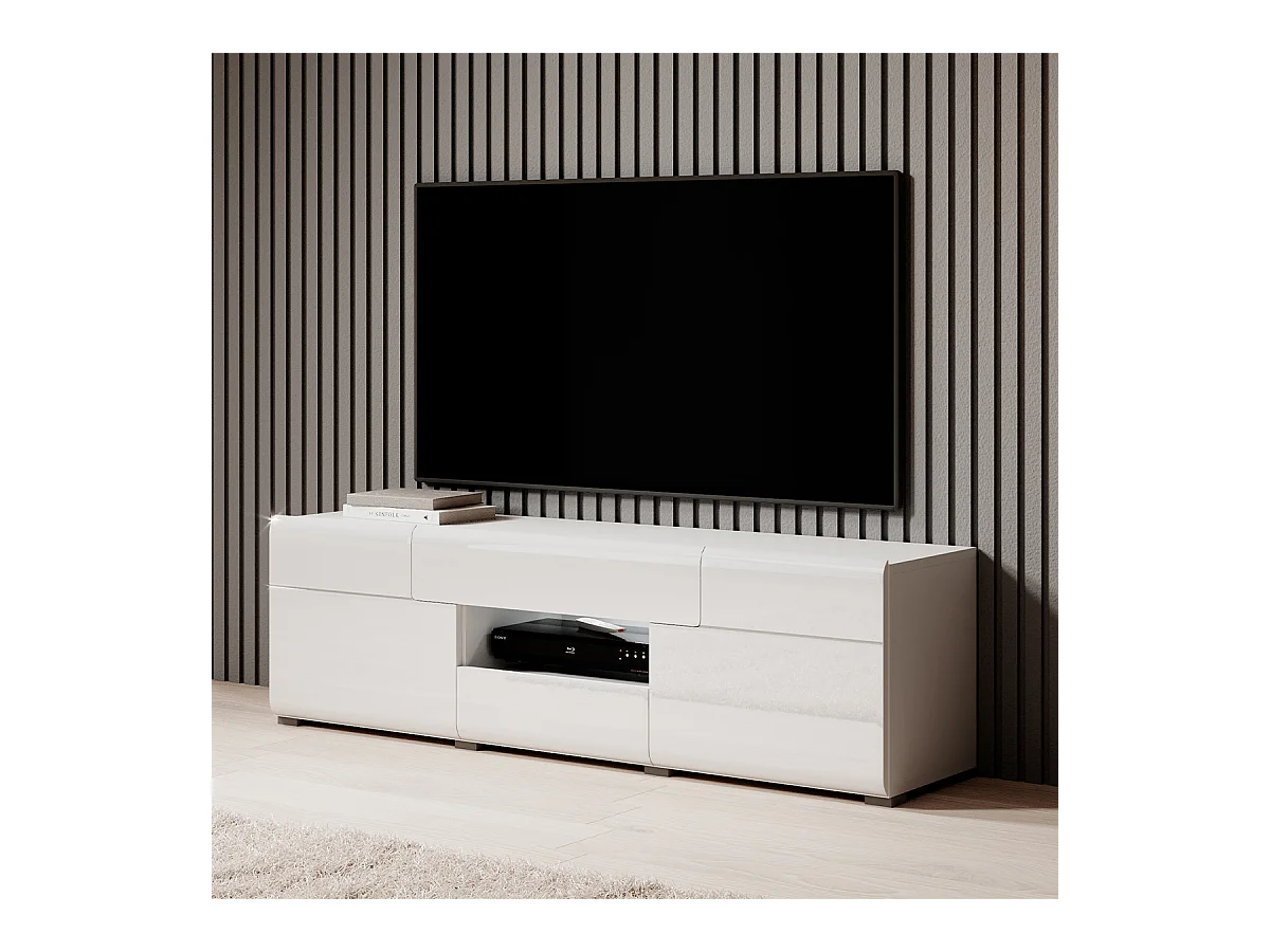 Mueble TV 2 puertas 2 cajones 159 cm Jules Blanco