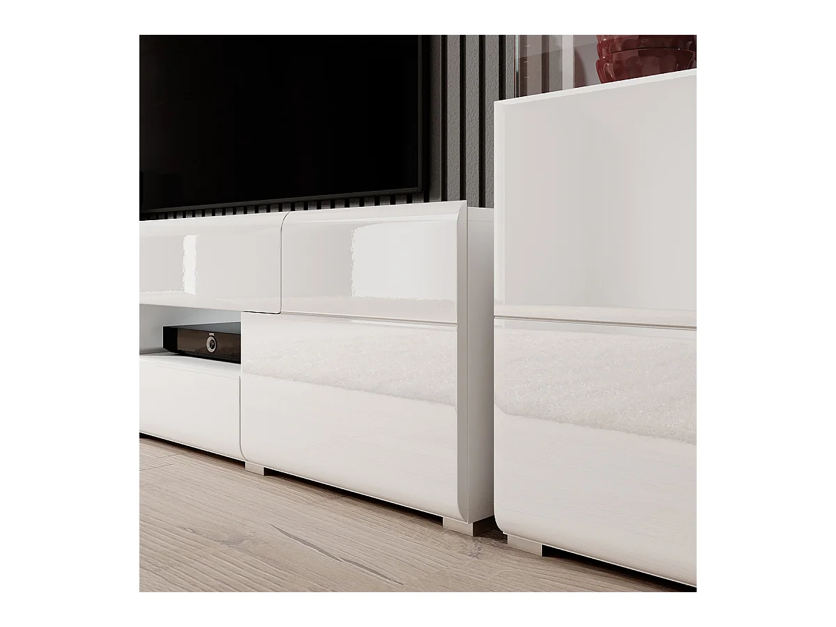 Mueble TV 2 puertas 2 cajones 159 cm Jules Blanco