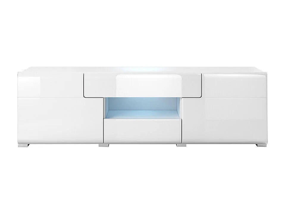 Meuble TV 2 portes 2 tiroirs 159 cm Jules Blanc