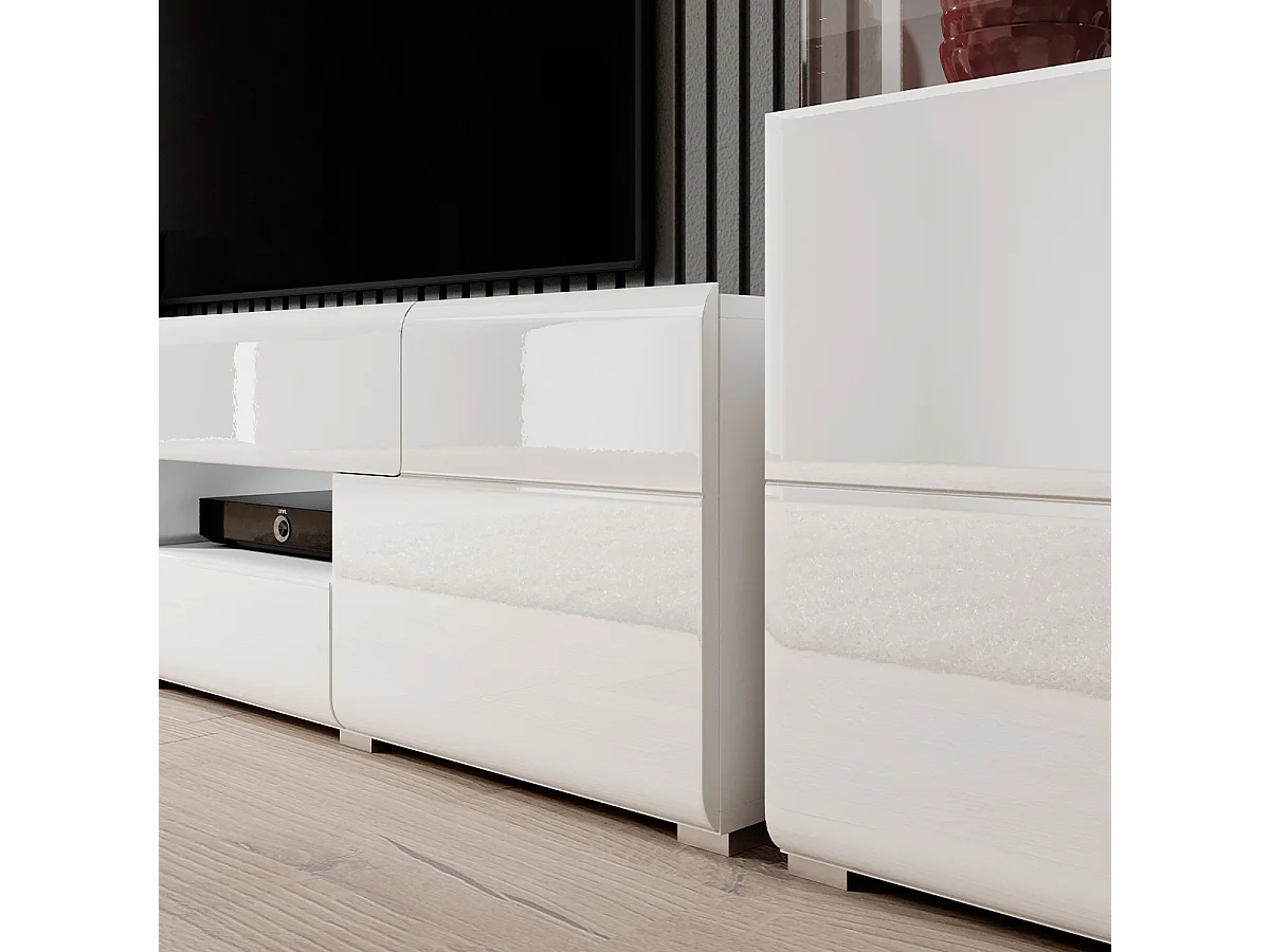 Meuble TV 2 portes 2 tiroirs 159 cm Jules Blanc