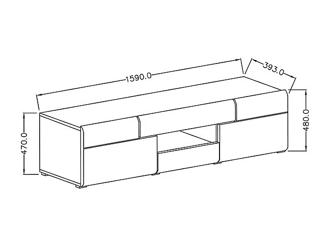 Meuble TV 2 portes 2 tiroirs 159 cm Jules Blanc
