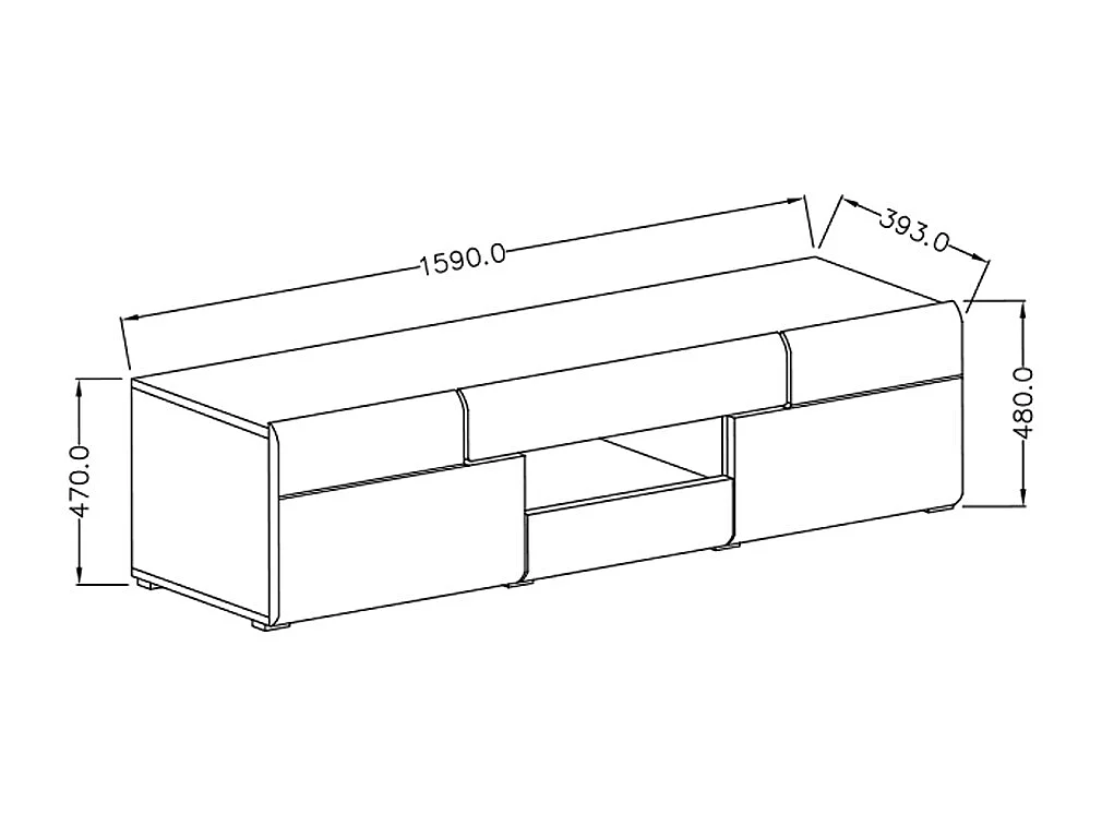 TV stand 2 doors 2 drawers 159 cm Jules White