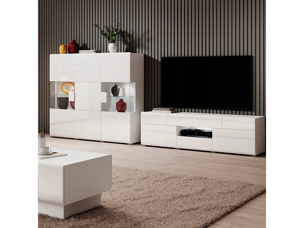 Szafka RTV TOLEDO 2D2S 159 biała połysk