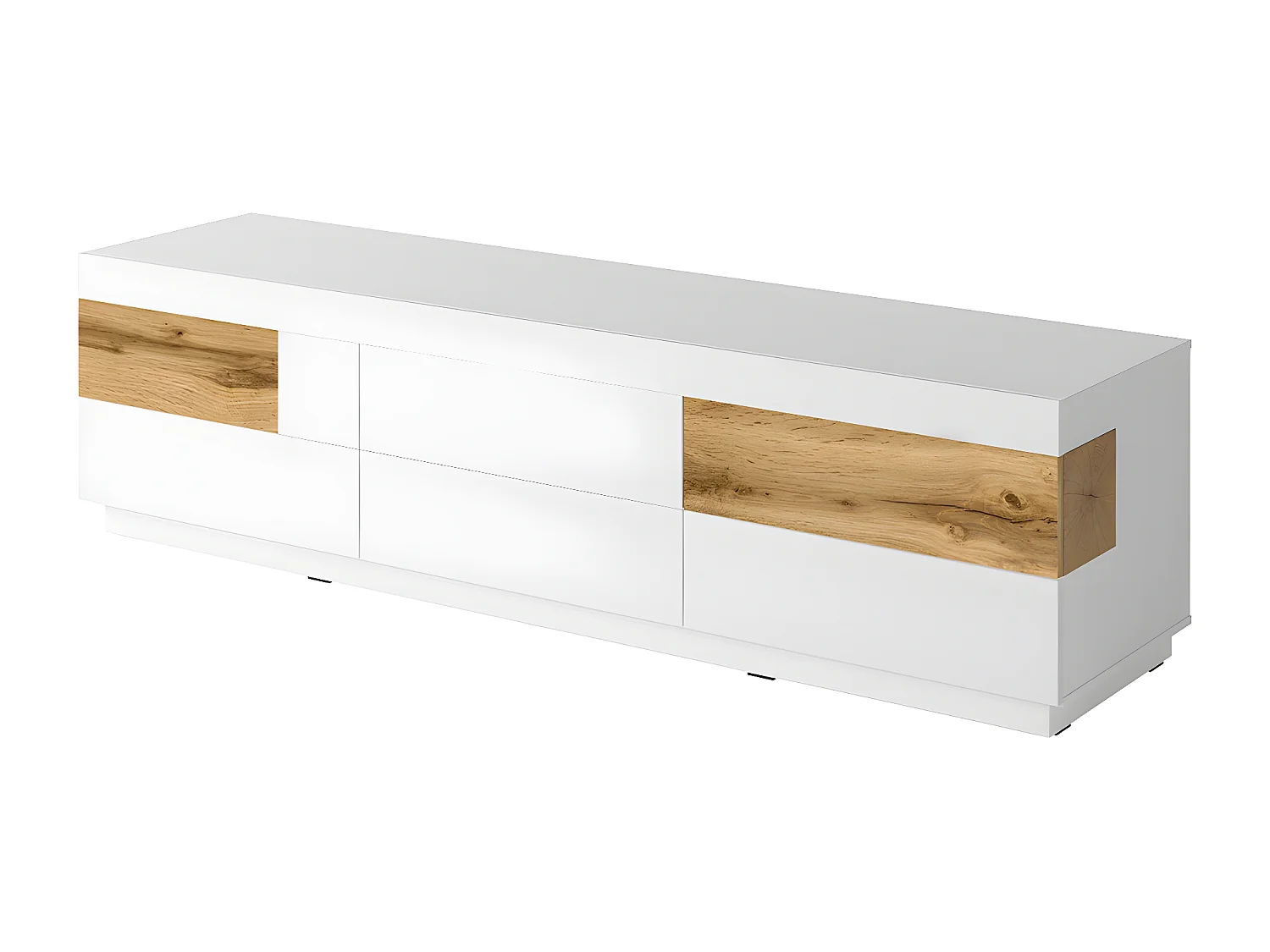 Meuble TV 6 tiroirs 206 cm Andrea Blanc et Bois