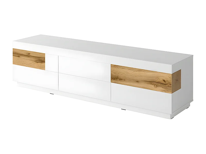 Meuble TV 6 tiroirs 206 cm Andrea Blanc et Bois